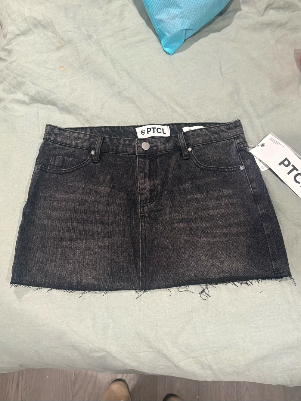 PTCL Black Denim Mini Skirt